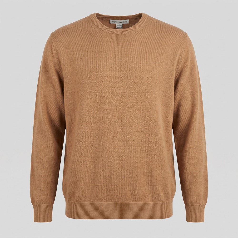 Amazon Essentials Men XXL Brown Sweater Crewneck Long Sleeve 100% Cotton Solid